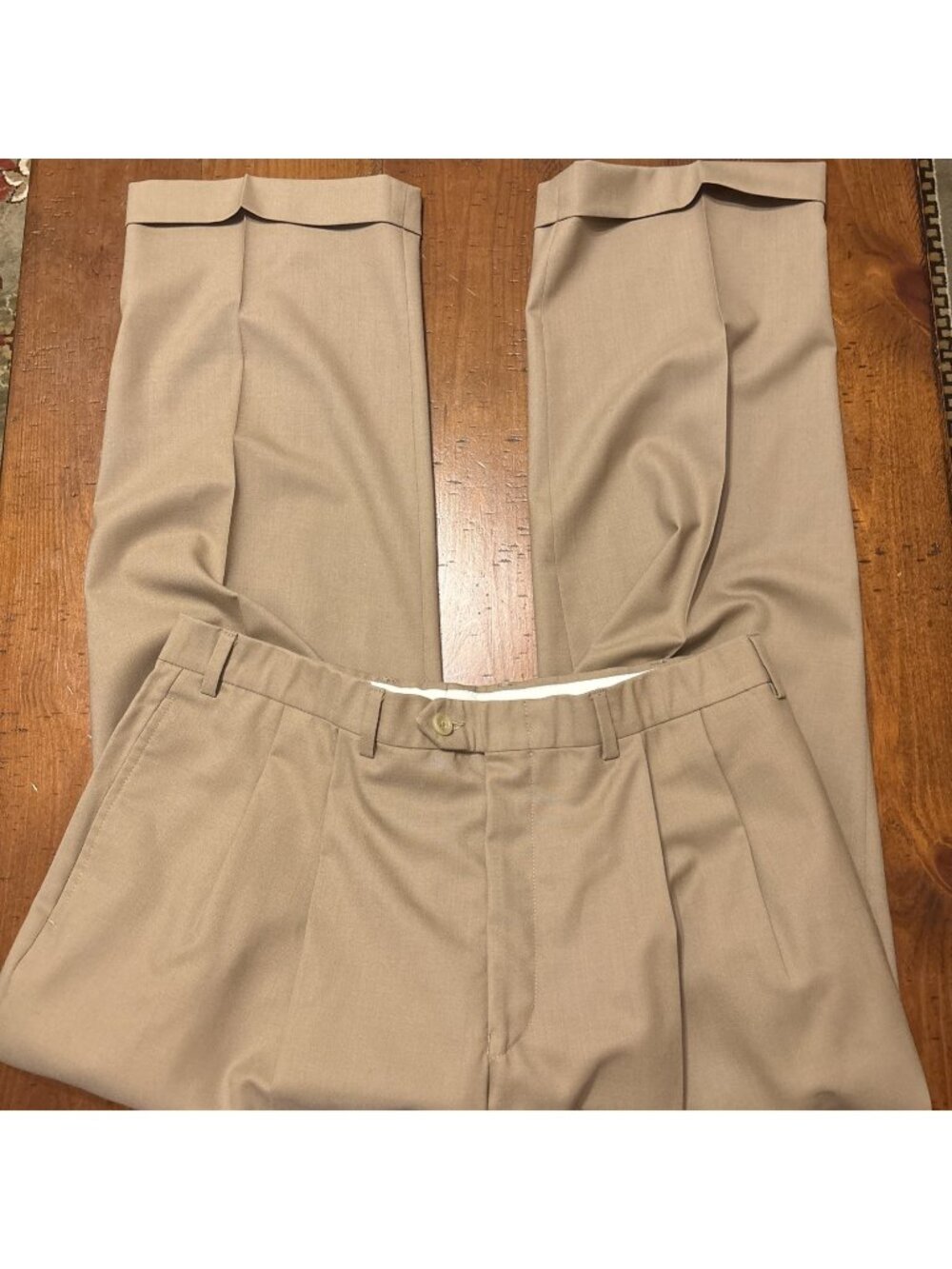 ralph lauren Men’s Tan Total Comfort Dress Pants Size 36 X 29 100% Wool Cuffed